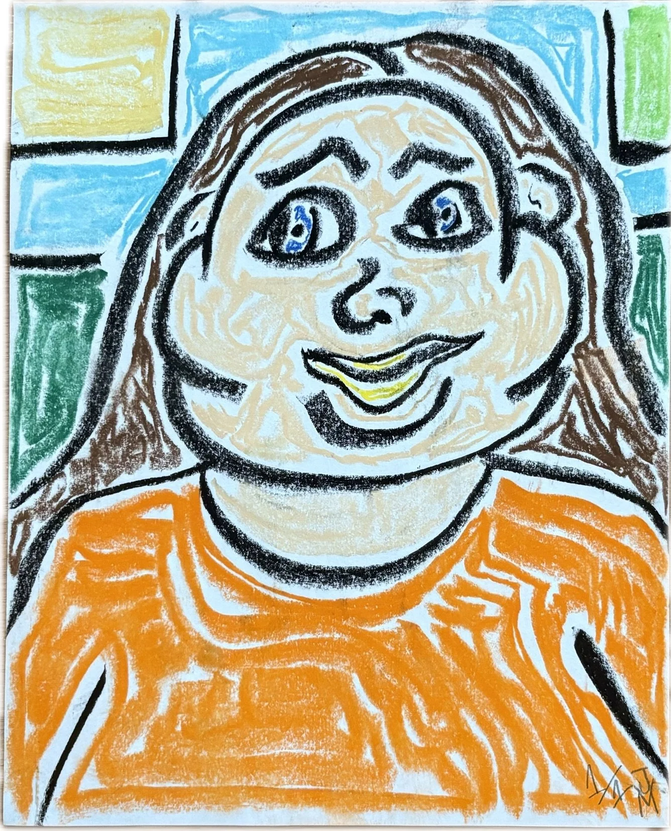 "Woman in Orange Shirt", 8x10, Pastel on Paper