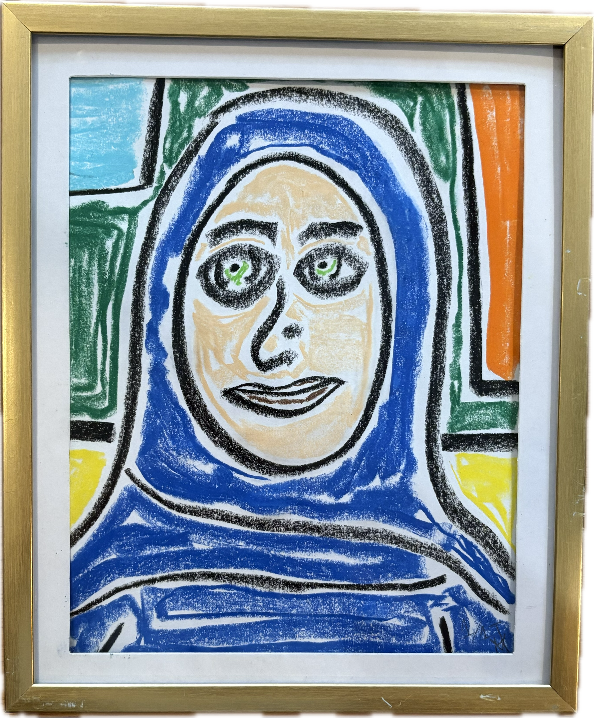 "Woman in Blue Hijab", 8x10, Pastel on Paper
