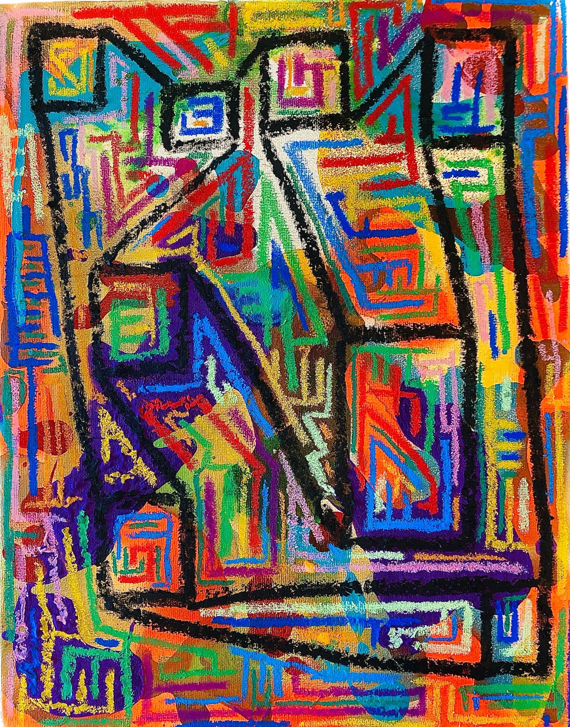 "The Roast", 11x14, Acrylic and Oil Stick on Canvas Board