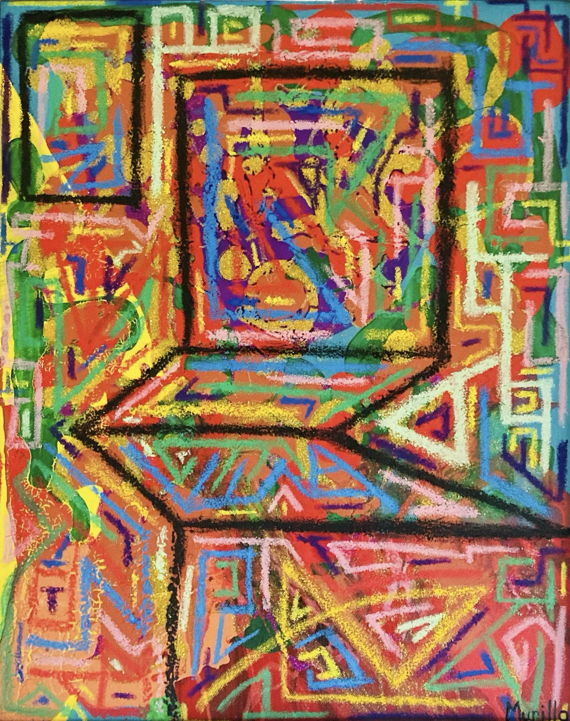 "Arcade", 16x20, Acrylic and Oil Stick on Canvas