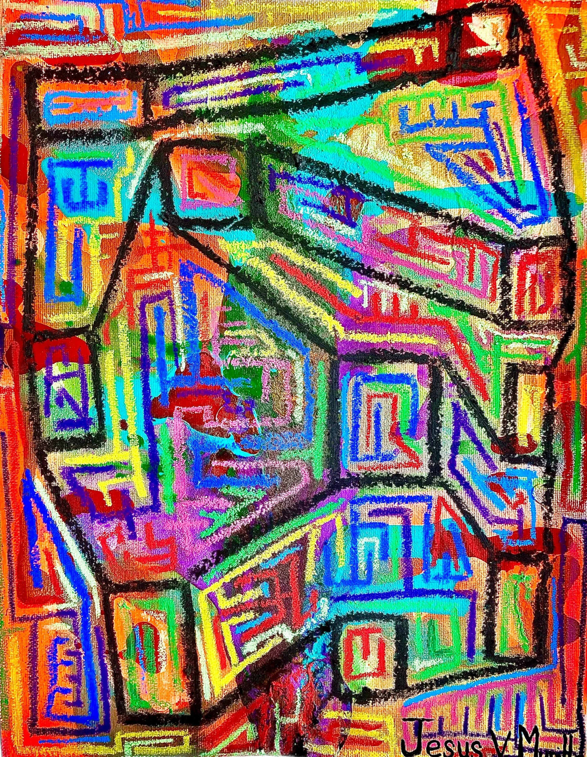 "Silence", 11x14, Acrylic and Oil Stick on Canvas Board