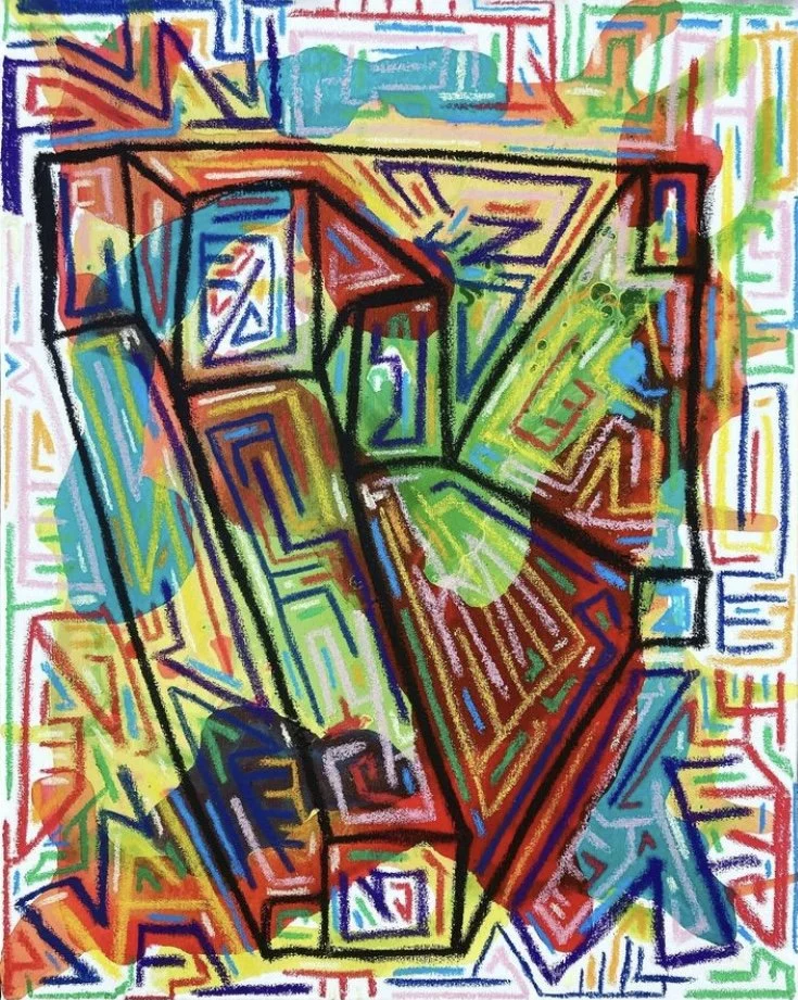 "Human Robot", 16x20, Acrylic and Oil Stick on Canvas
