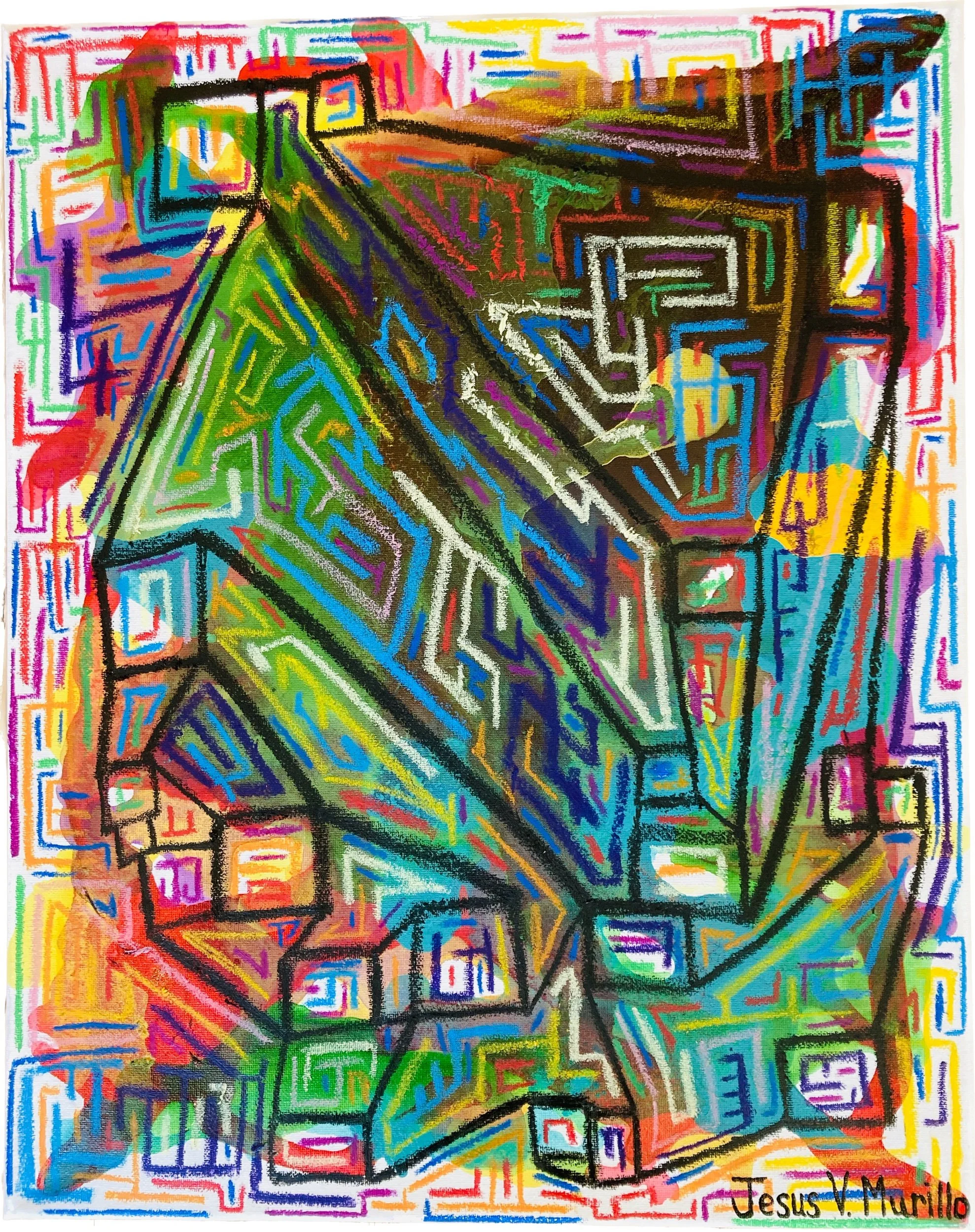 "Financial Planning", 16x20, Acrylic and Oil Stick on Canvas