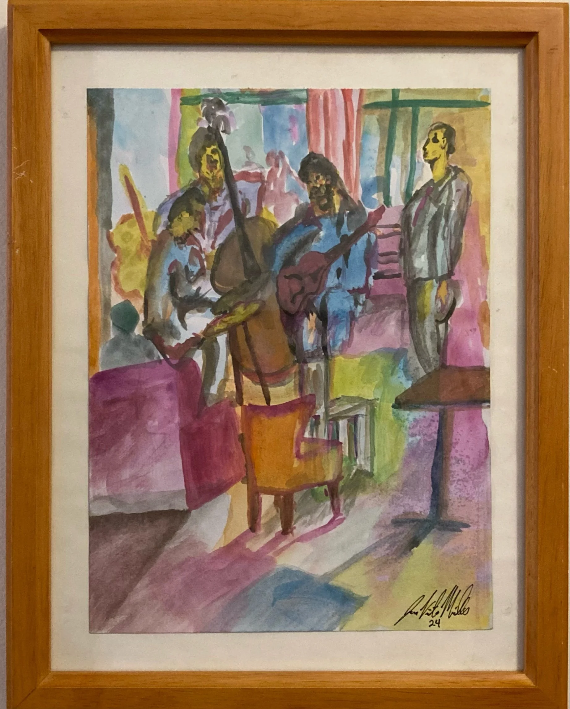 "Jazz Combo at 'The People: Paris-Belleville'", 8x10, Watercolor on Paper