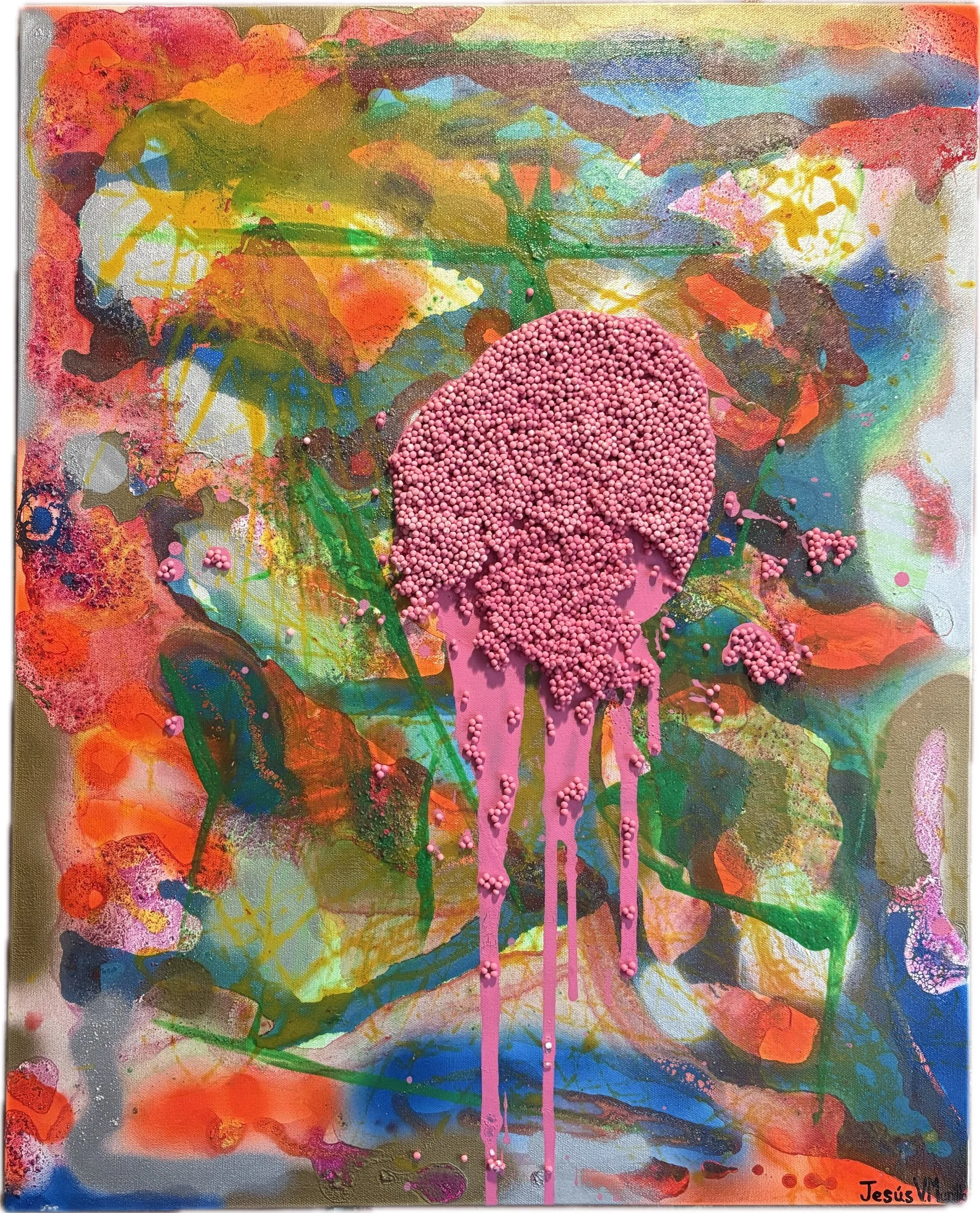 "Individualism", 24x36, Acrylic, Spraypaint, and Foam Beads on Canvas