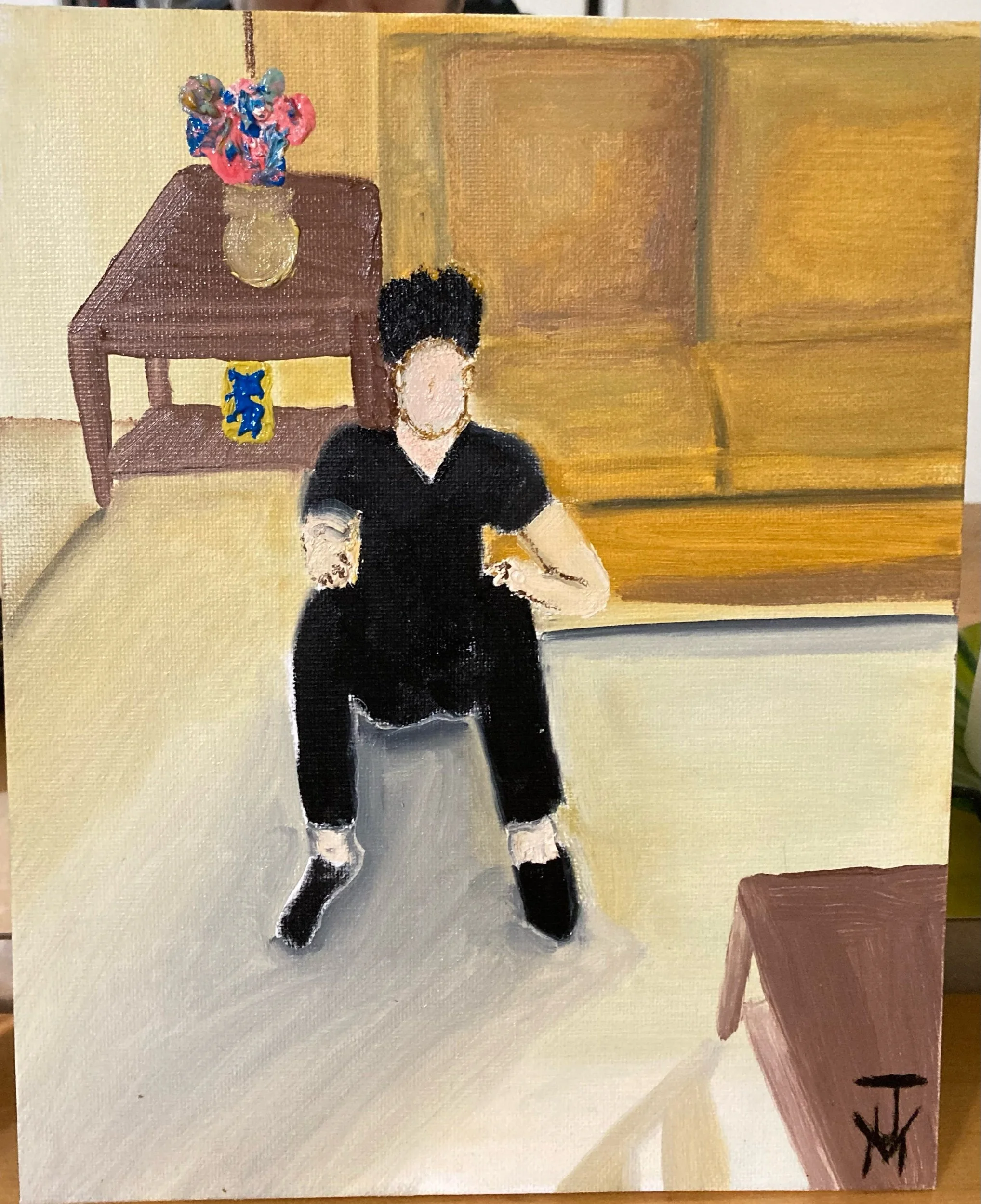 "Studying", 8x10, Oil on Canvas