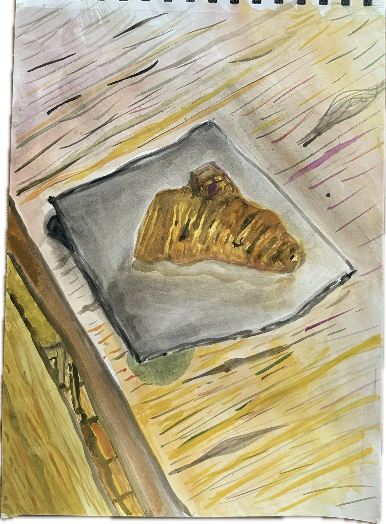 "Croissant", 8x10, Watercolor on Paper
