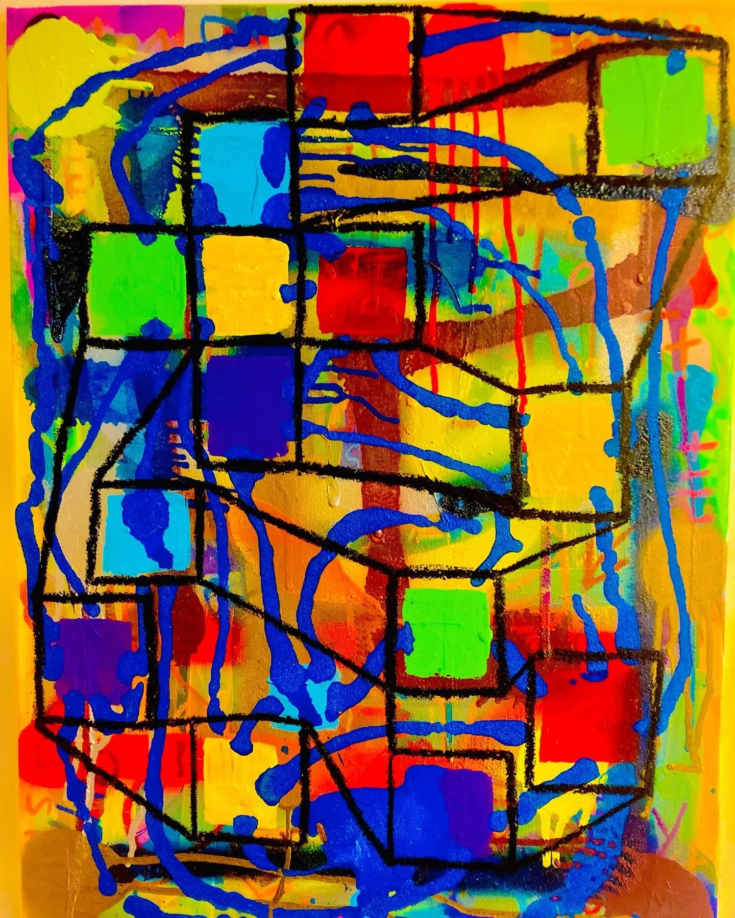 "Neural Networks", 18x24, Acrylic and Spray Paint on Canvas