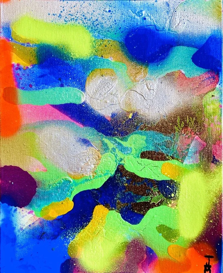 "Open the Bar", 8x10, Acrylic and Spray Paint on Canvas Board