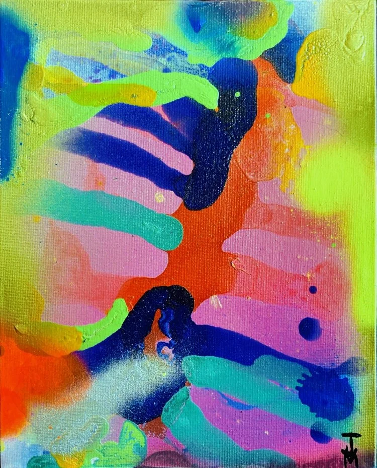 "Breath Support" 8x10, Acrylic and Spray Paint on Canvas Board