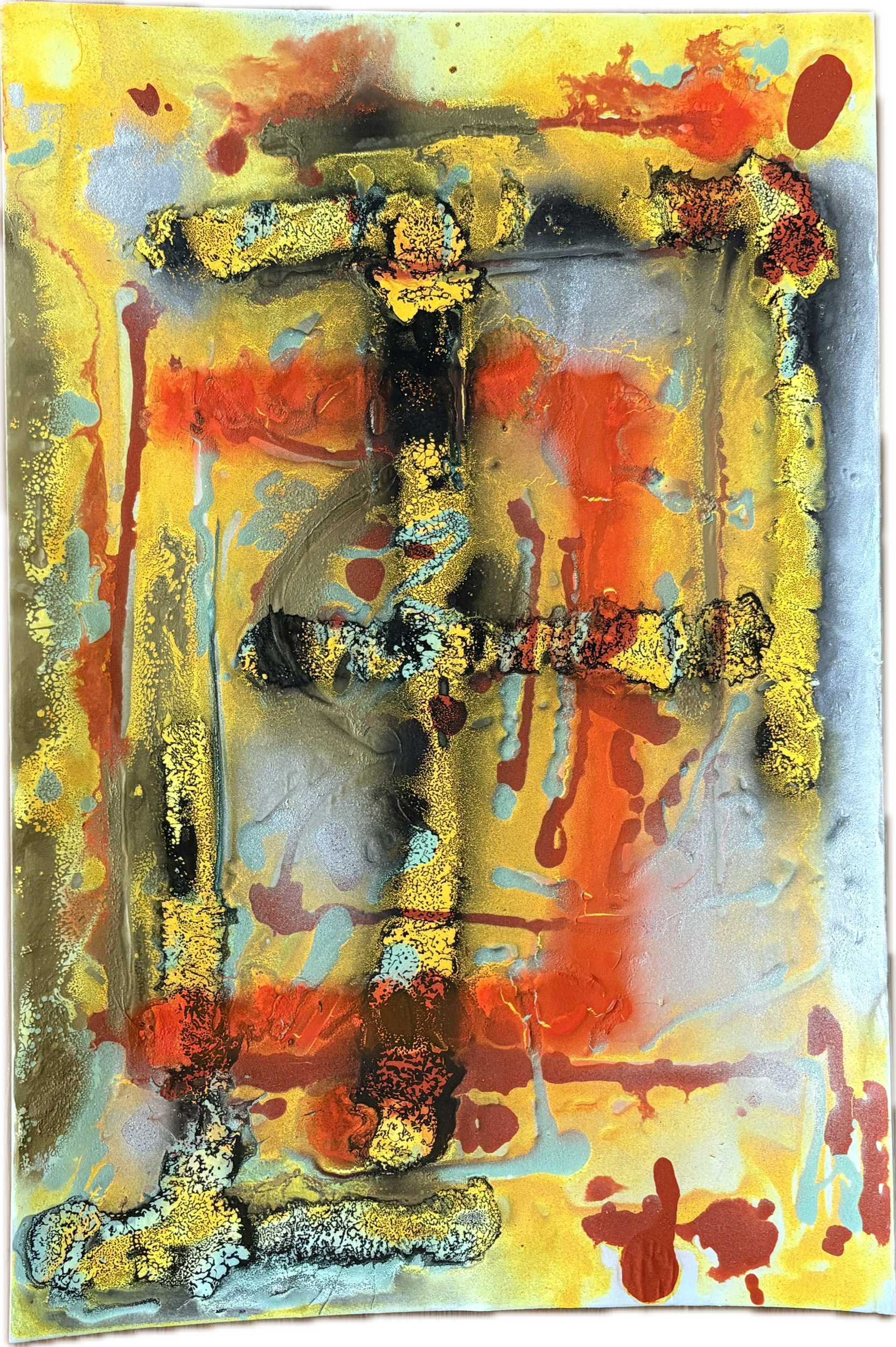 "Kresley", 24x48, Acrylic, Spray Paint and Glitter Glue on Styrofoam Board