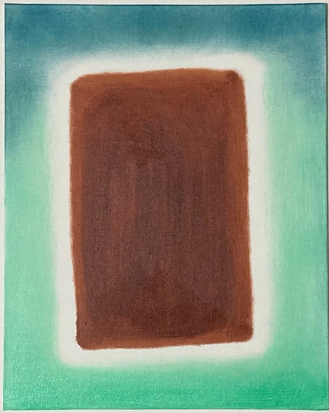 "Brown Square on Blue and Green" 8x10, Oil on Canvas Board