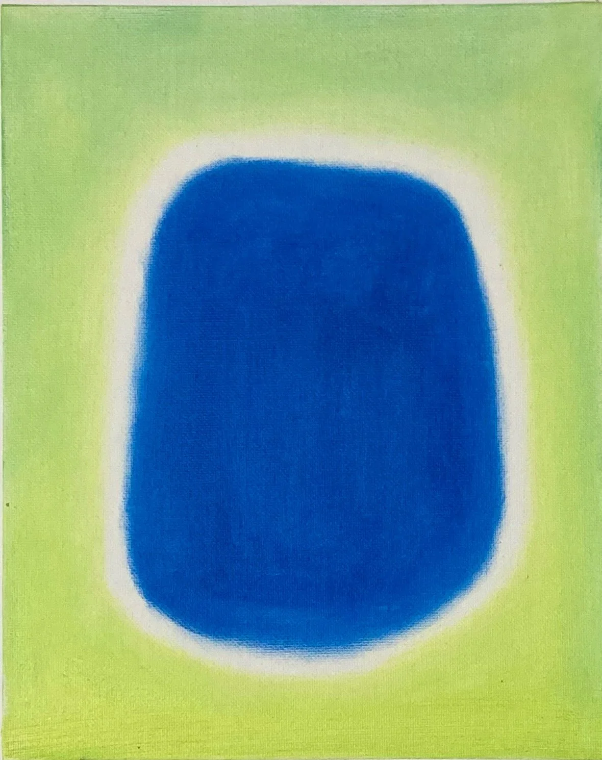 "Blue on Green" 8x10, Oil on Canvas Board