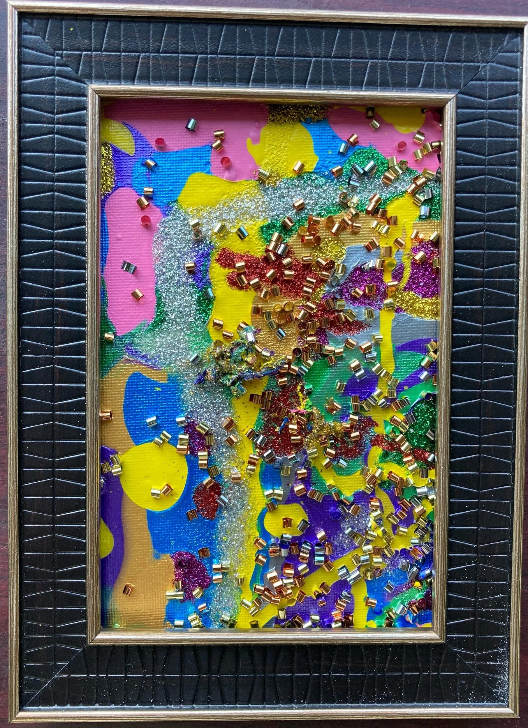 "Candide 6/18", 4x6, Acrylic, Tempera, and Confetti on Canvas Board