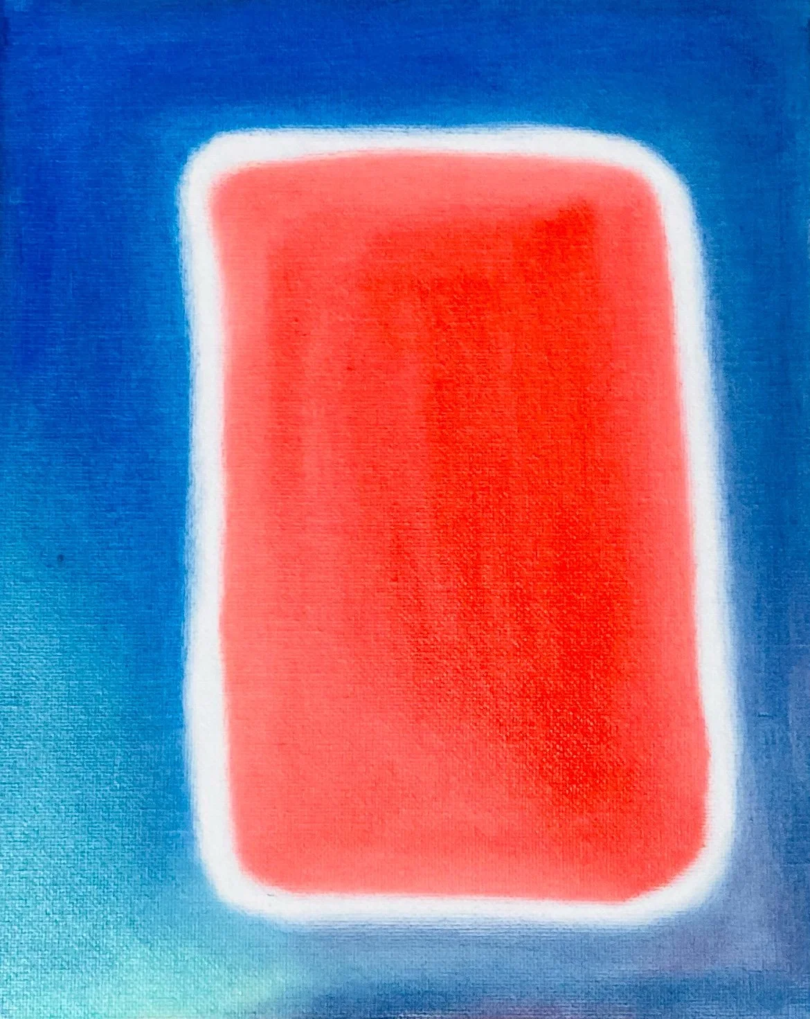 "Red on Blue" 8x10, Oil on Canvas Board