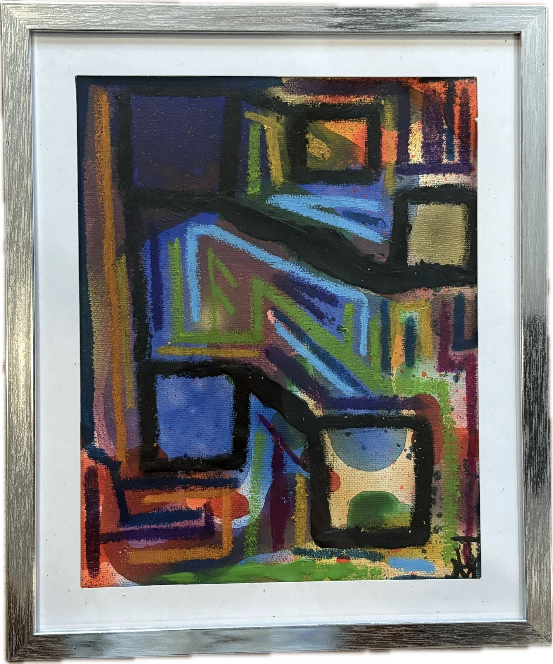 "If You're Done Crying, I Can Tell You Some Stories", 8x10, Acrylic, Spray Paint, and Oil Stick on Canvas