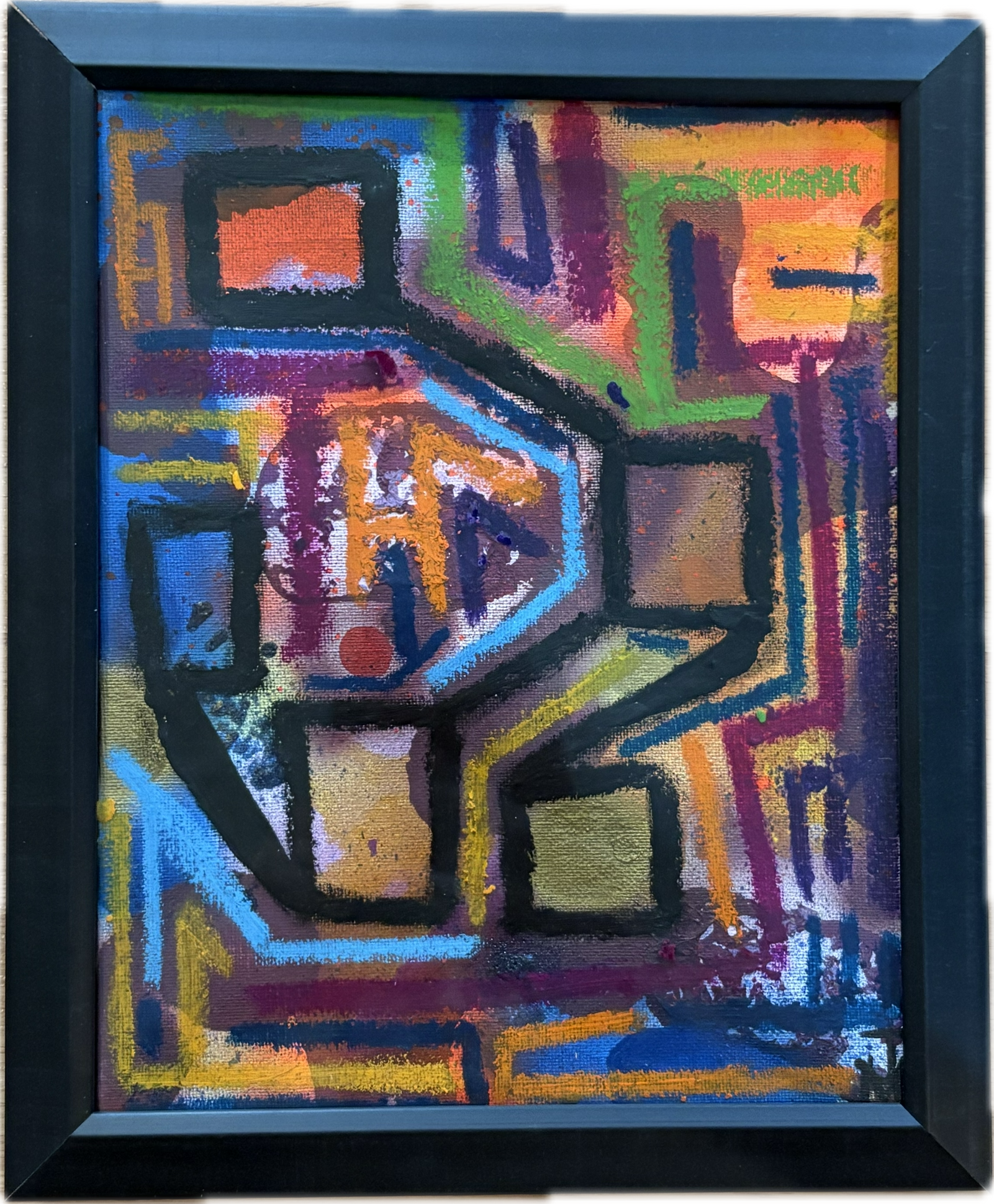 "No Return", 8x10, Acrylic, Spray Paint, and Oil Stick on Canvas