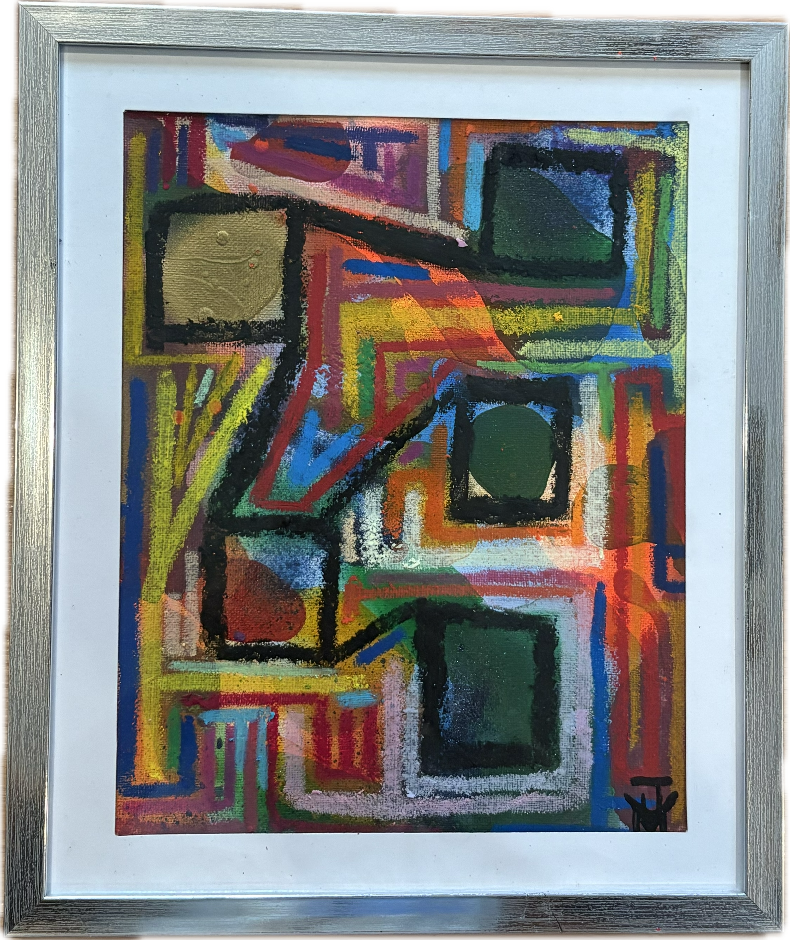 "ASMR", 8x10, Acrylic, Spray Paint, and Oil Stick on Canvas