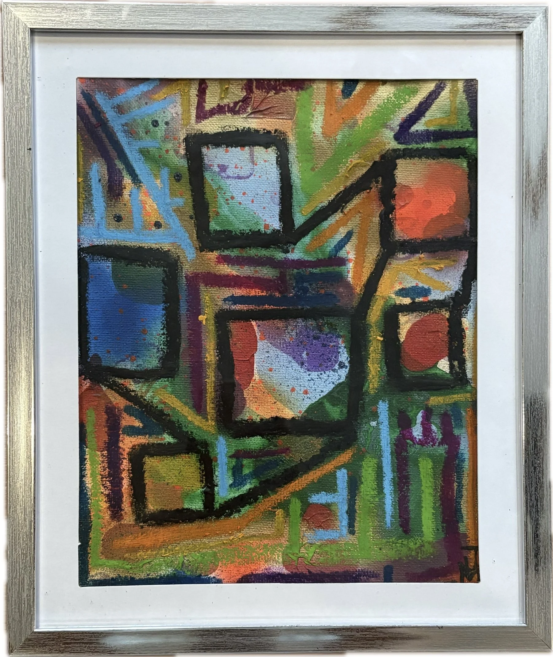 "Same As You", 8x10, Acrylic, Spray Paint, and Oil Stick on Canvas