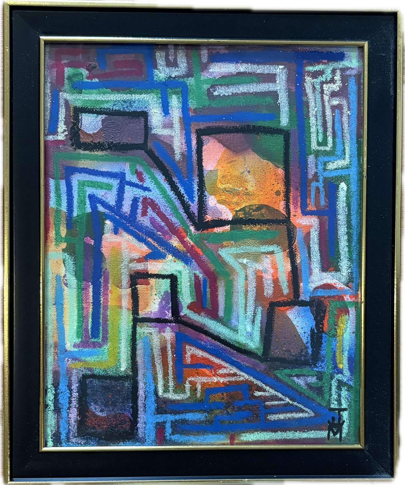"She Points Her Finger", 8x10, Acrylic, Spray Paint, and Oil Stick on Canvas