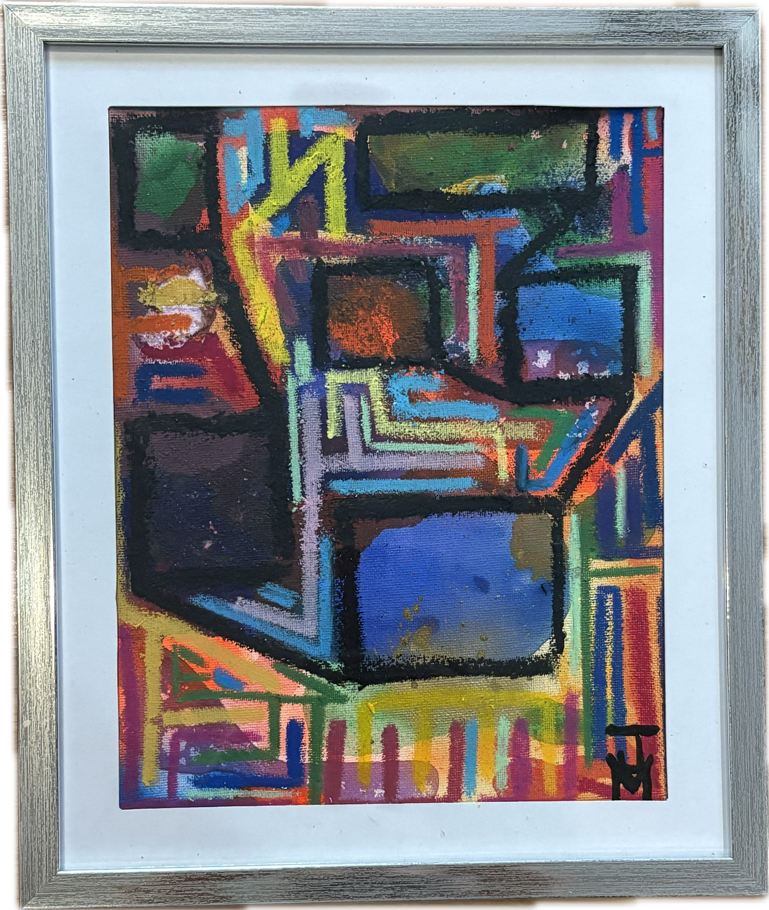 "Five Days til Takeoff'", 8x10, Acrylic, Spray Paint, and Oil Stick on Canvas
