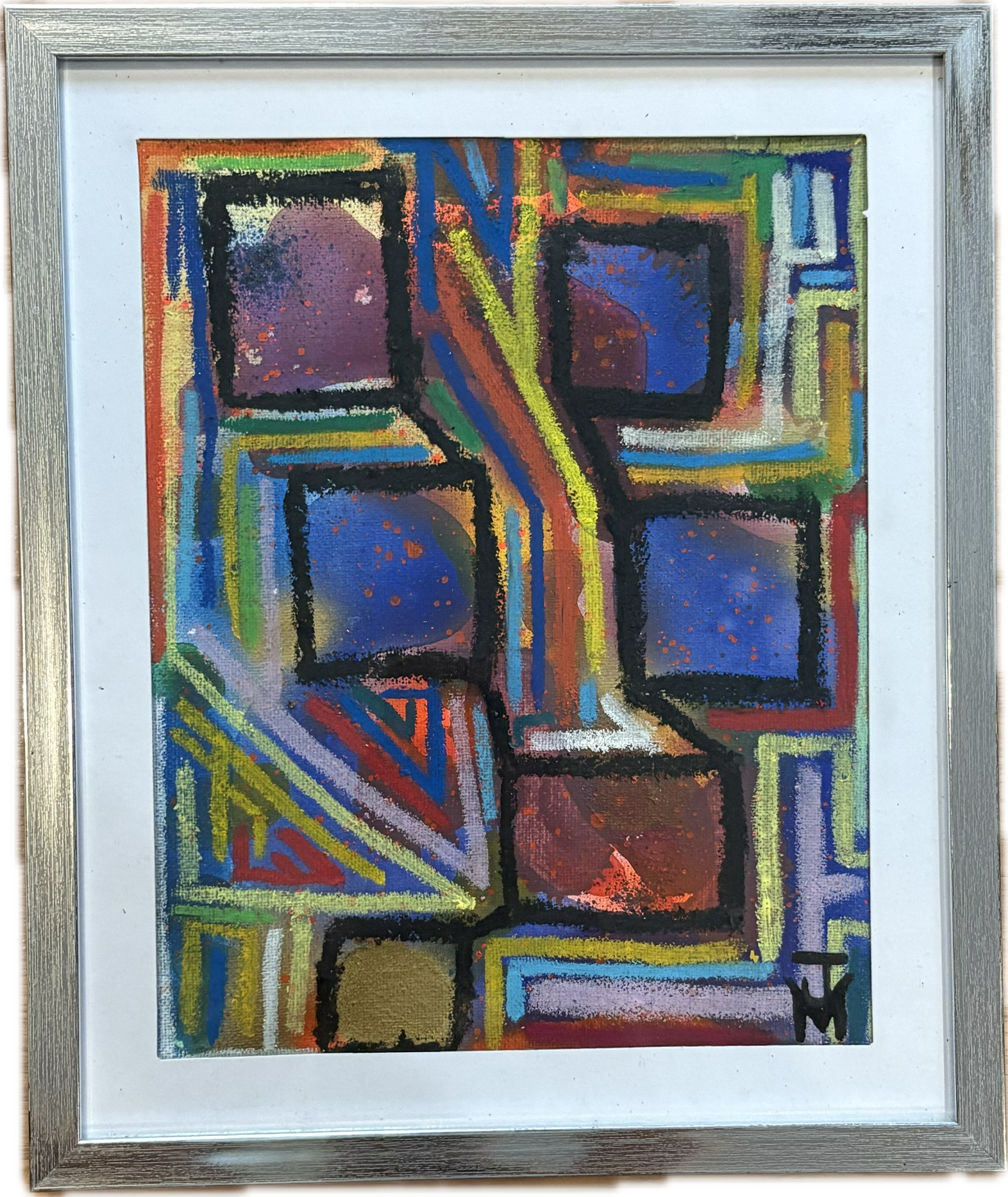 "The Rake's Progress", 8x10, Acrylic, Spray Paint, and Oil Stick on Canvas