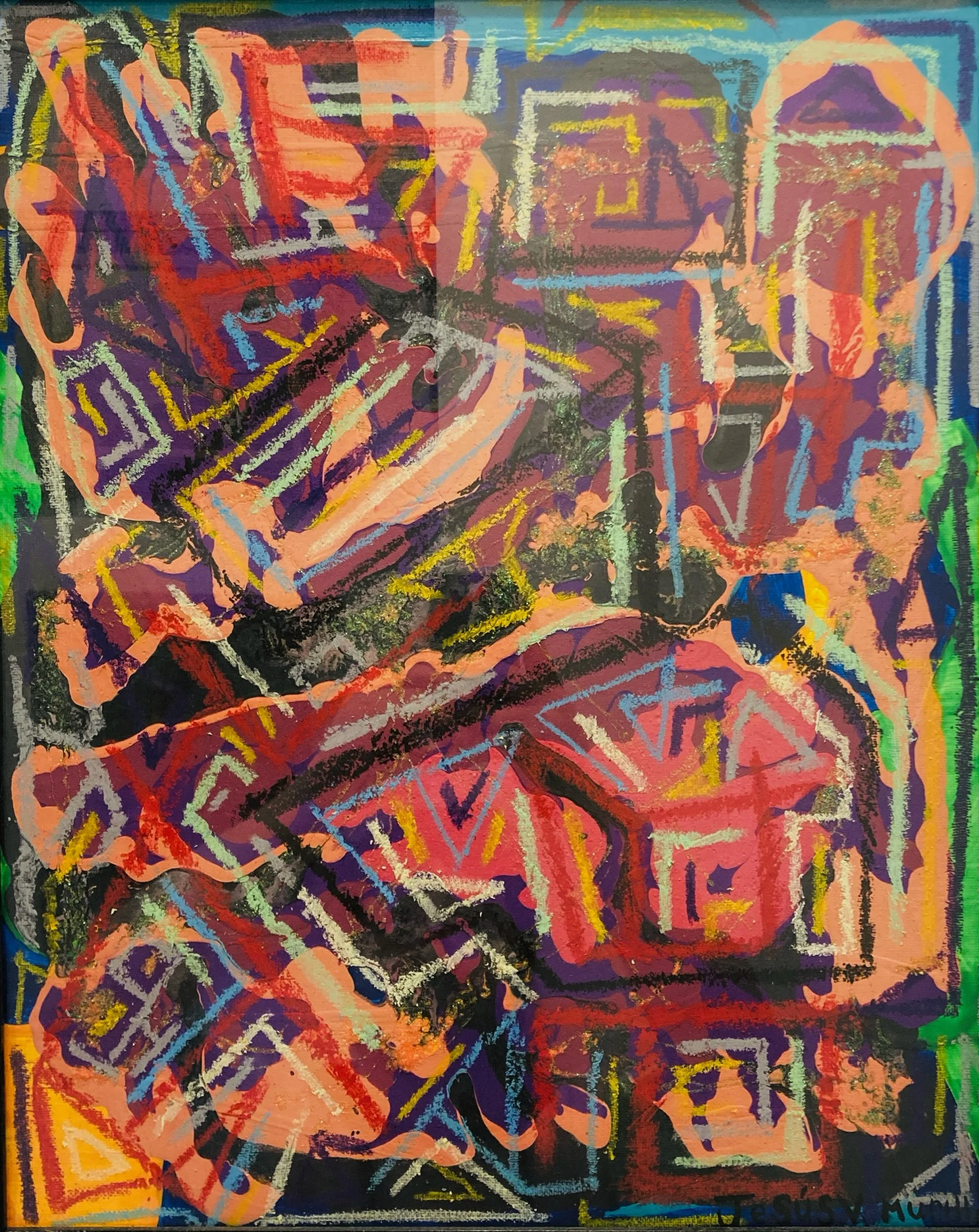 "Lohengrin in Old Kensington", 16x20, Acrylic, Spray Paint and Oil Stick on Canvas
