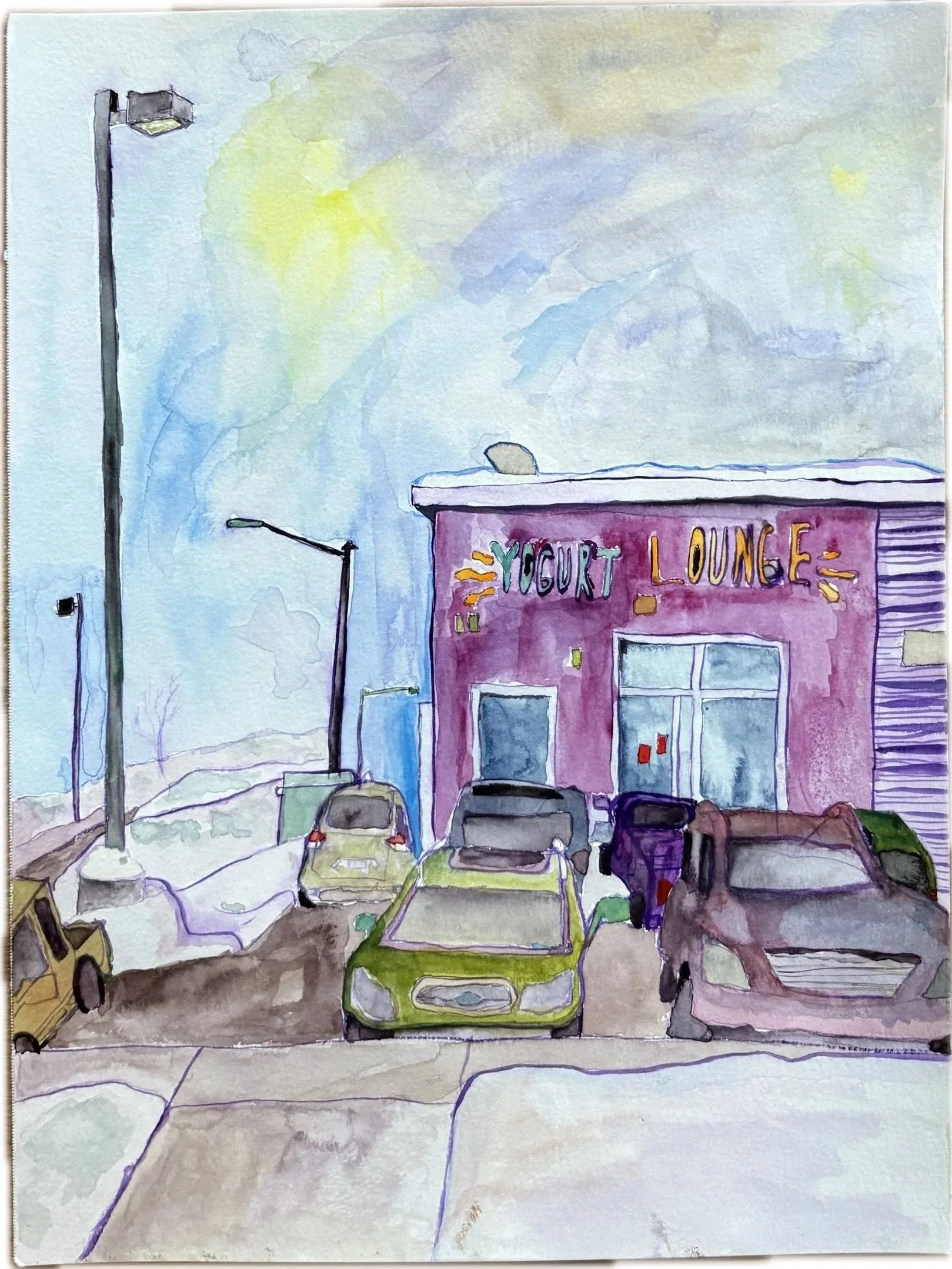 "View From Steam Dot Coffee", 8x10, Watercolor on Paper