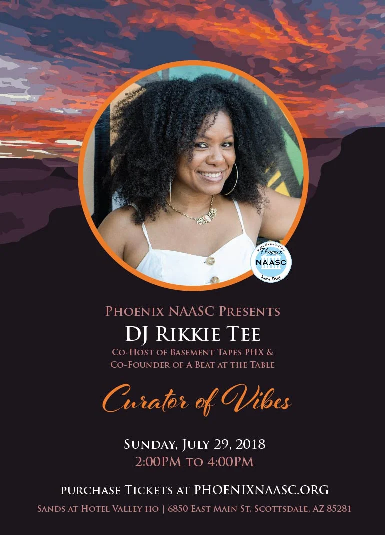 DJ Rikkie Tee Co-Host of Basement Tapes PHX & Co-Founder of A Beat at the Table.