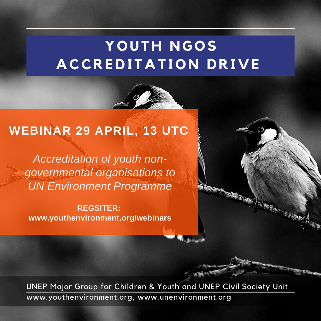 Webinar on Accreditation of Youth NGOs with UNEP - 29th of April - RSVP