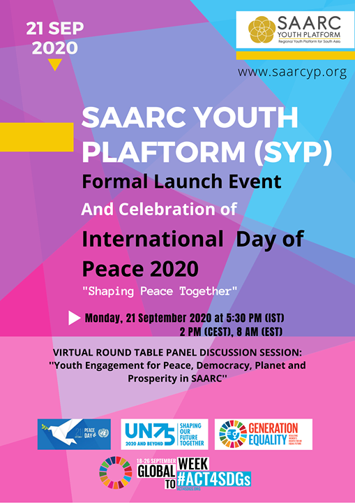 SAARC Youth Platform Launch Event- 21st September -0800 AM EST