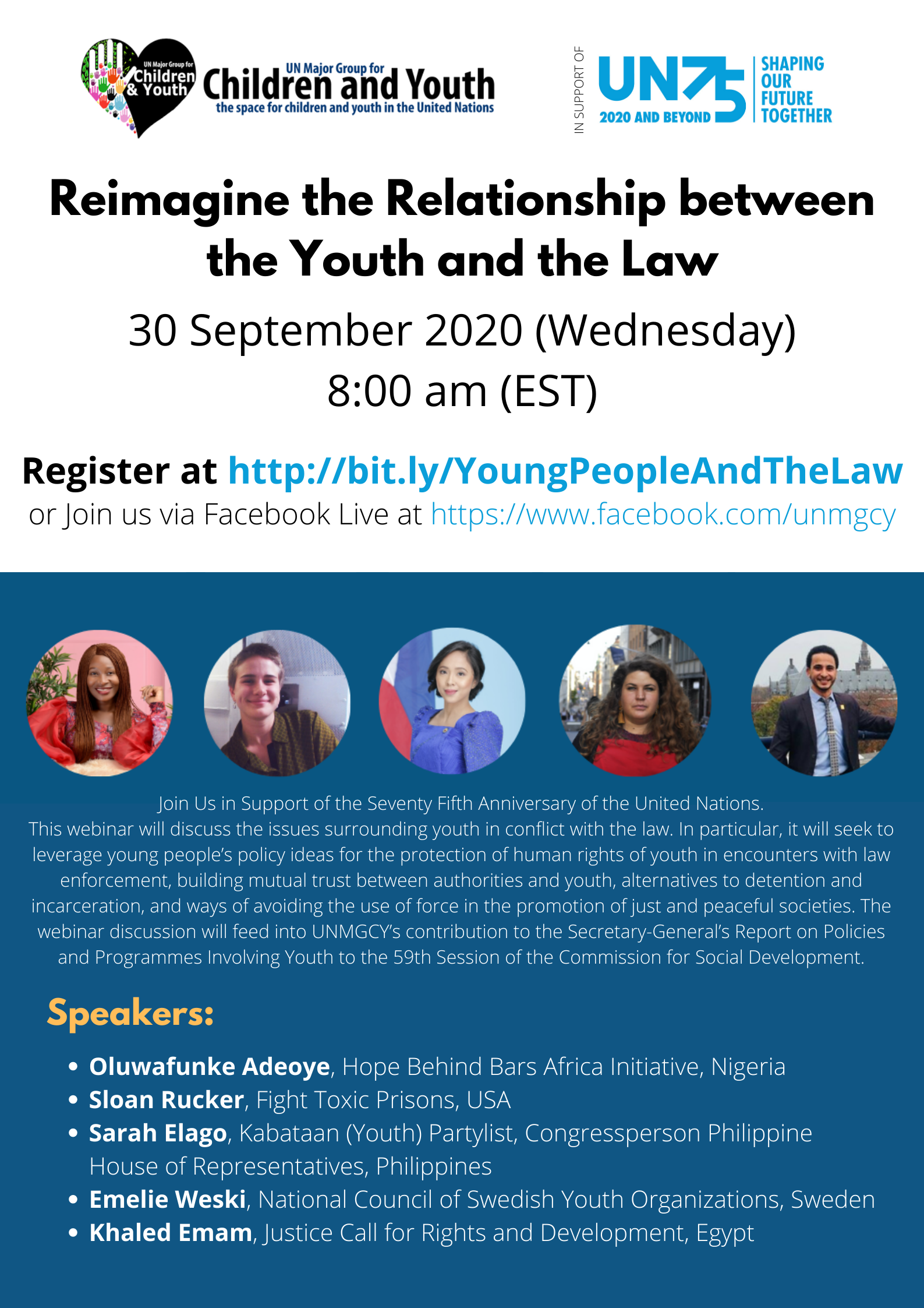 Invitation: Reimagining the Relationship between Youth and the Law Webinar- 30th September- 8am EST