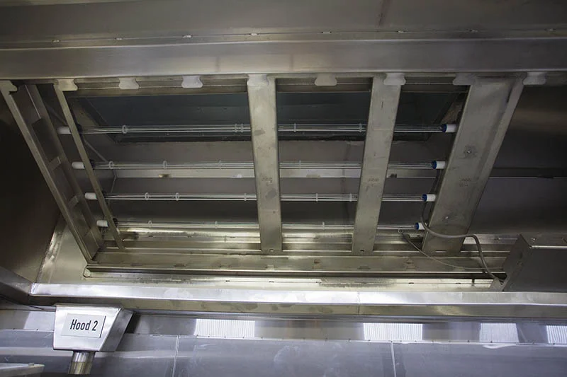Uv lamps behind the grease filters