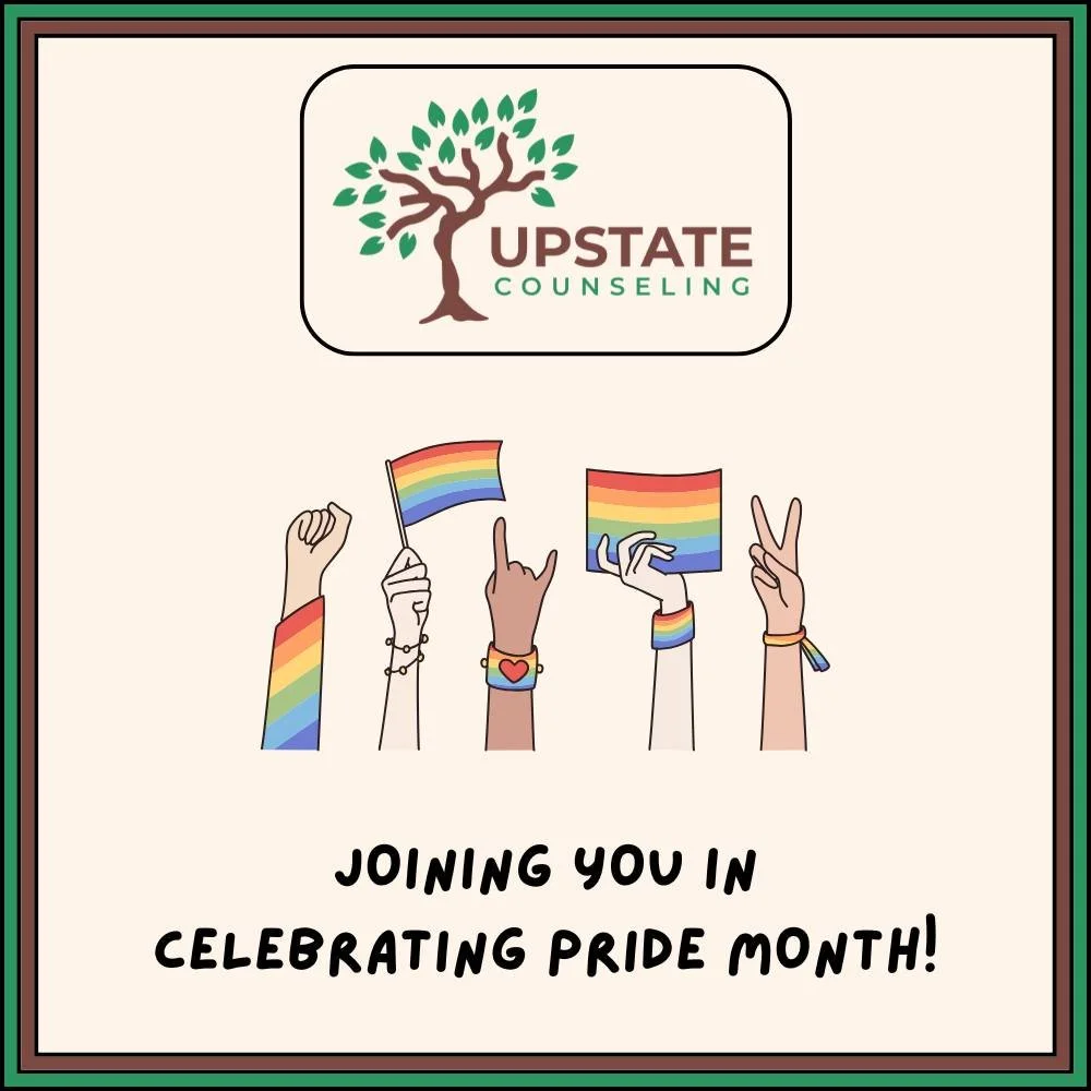 Upstate Counseling is proud to be celebrating Pride Month with you!😊🏳️&zwj;🌈🌳🤎 #pride #pridemonth #positivity #kindness #selflove #wellness #mentalhealth #selfcare
