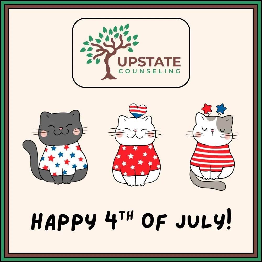 Upstate Counseling wishes everyone a very happy 4th of July!😎🇺🇸🤎 #4thofJuly #mentalhealth #mindfullness #therapy #wellness #selflove #selfcare