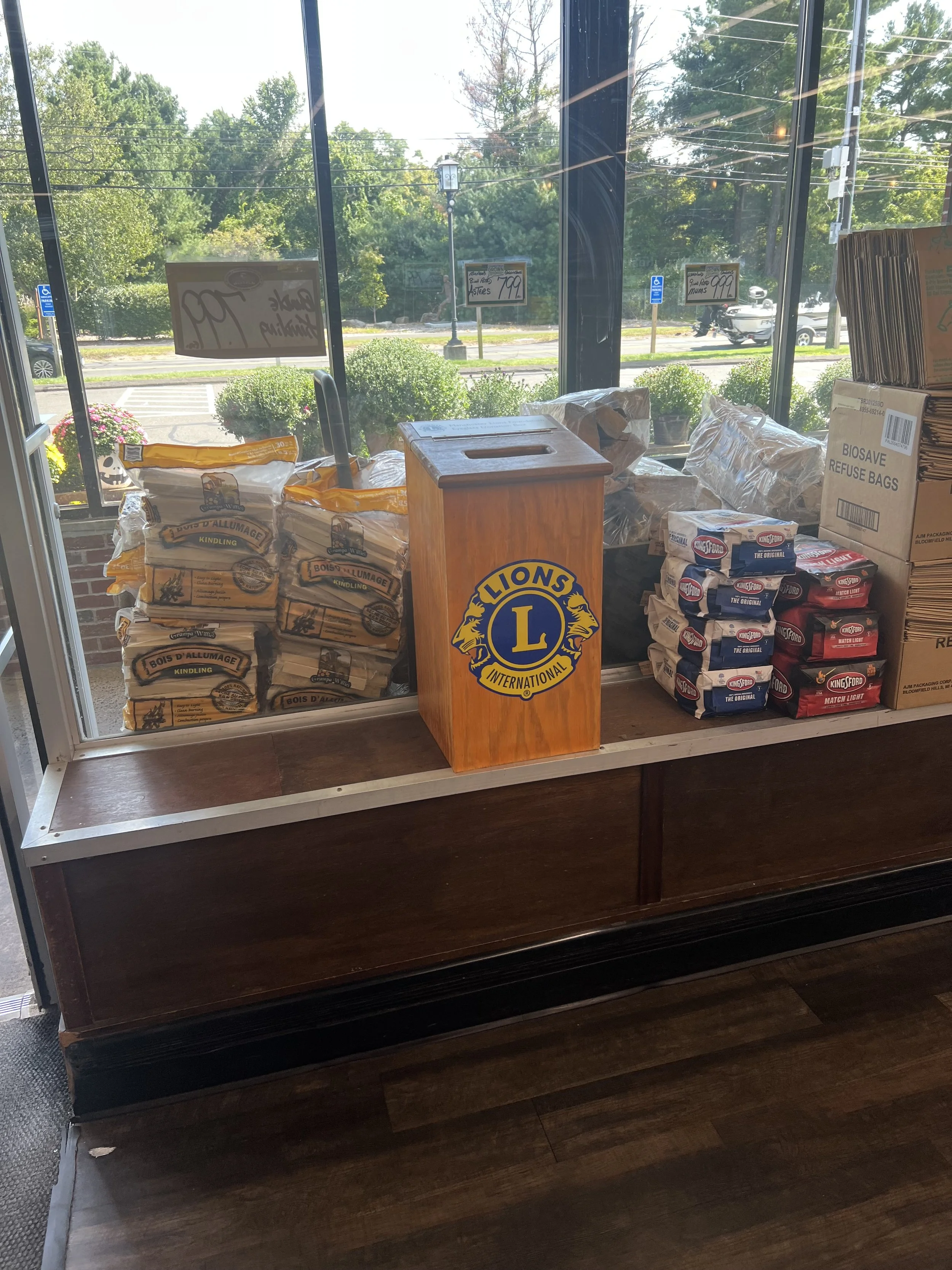 Look for a collection box with the Lions logo on it.