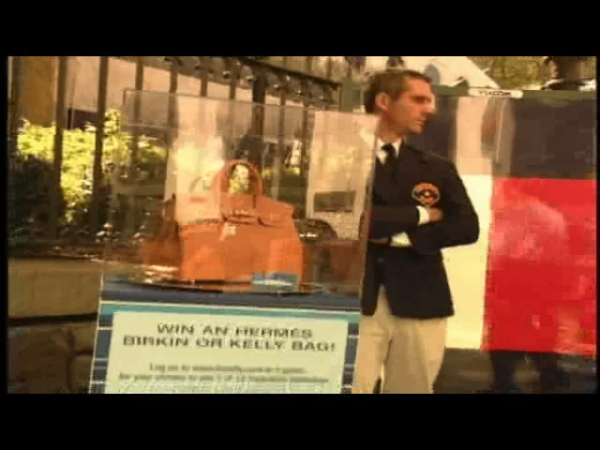 The bag, under glass and accompanied by an armed guard, make their appearance at Fashion Week.