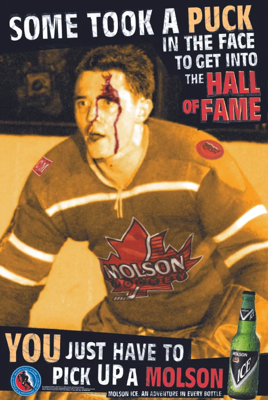 Russ Gillow - who played two years of minor league hockey back in the 50s - became our icon for the kind of real dedication Molson believed in. We found him and got him to sign the release about 6 hours before we went on press...