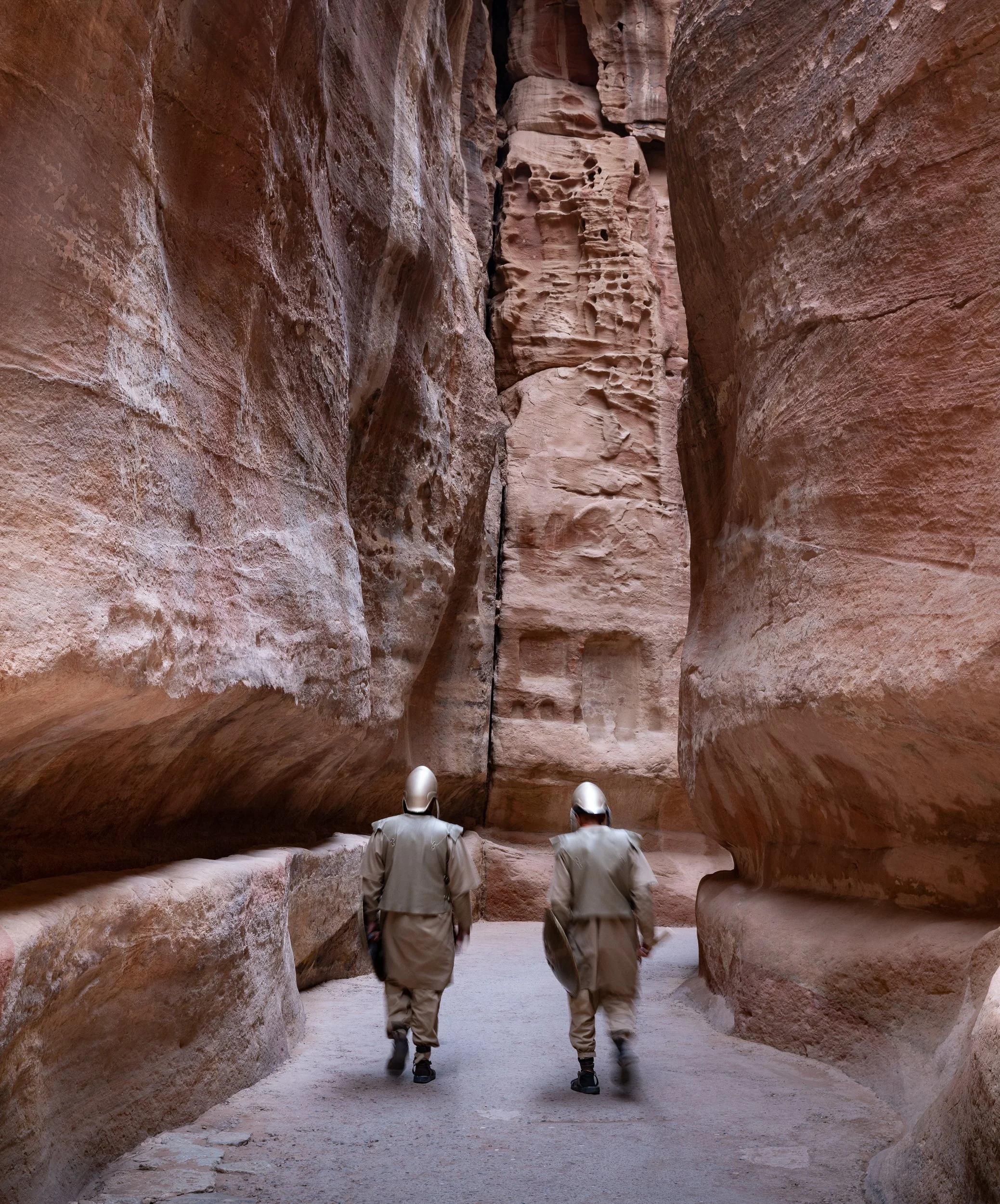 Faux Nabataean guards at Petra Siq