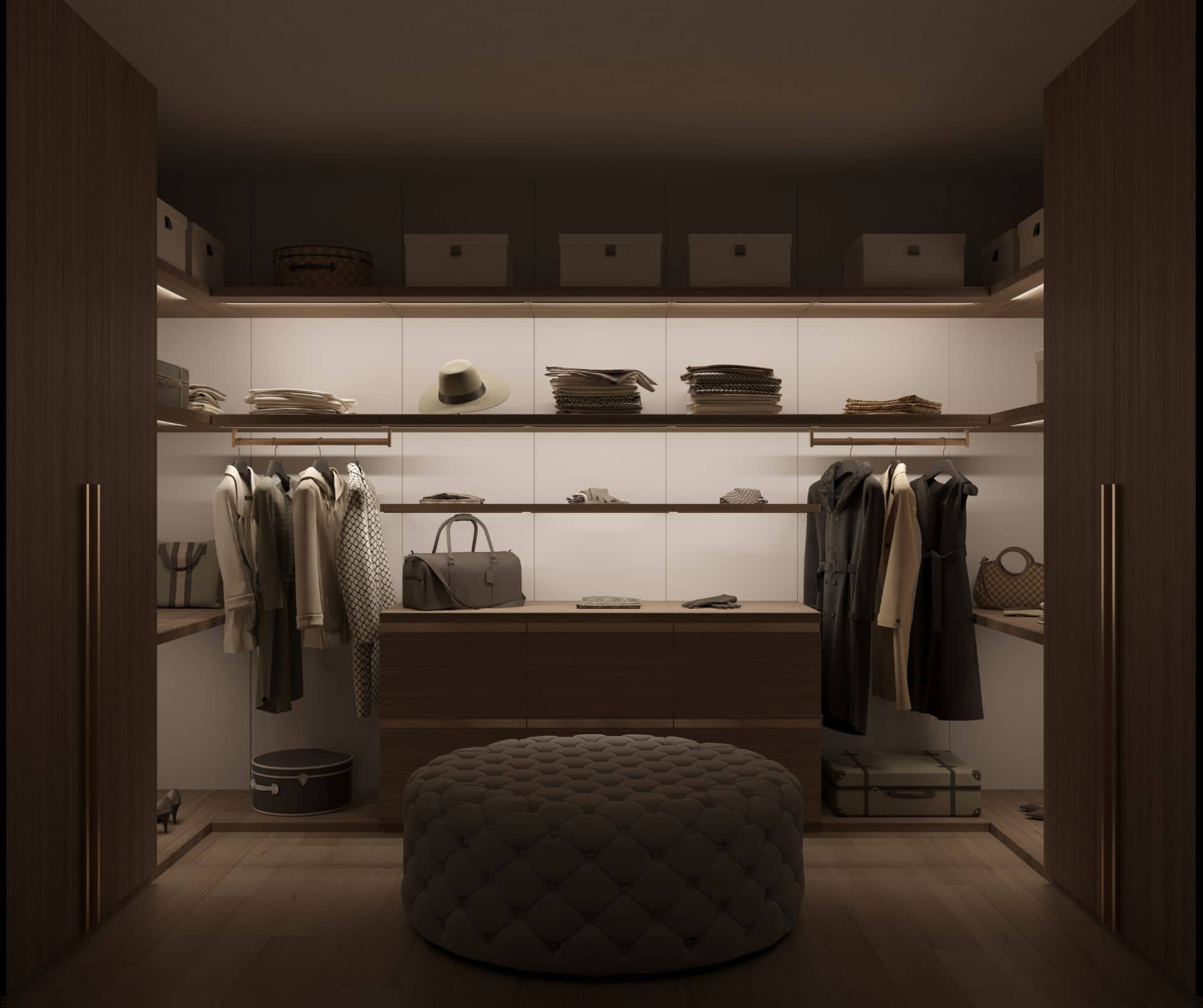 Closet Systems: lighting, walk-in closet, closet organizer