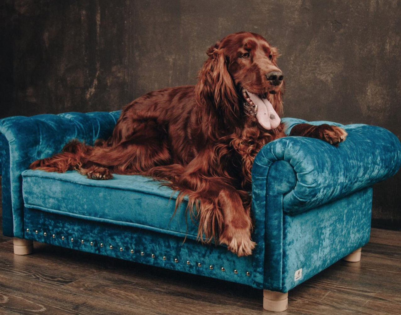 tufted couch dog bed from happyHipCrafts on Etsy
