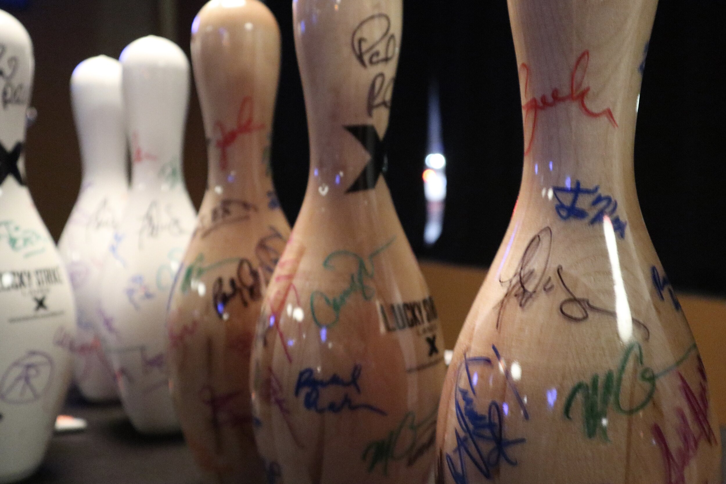 Autographed Bowling Pins at SAY's #RuddBowling Event