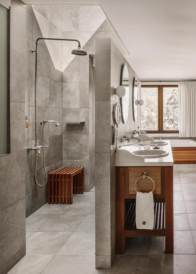 One of the two en-suite bathrooms in the Wollemi Villa at Emirates One&amp;Only Wolgan Valley Resort