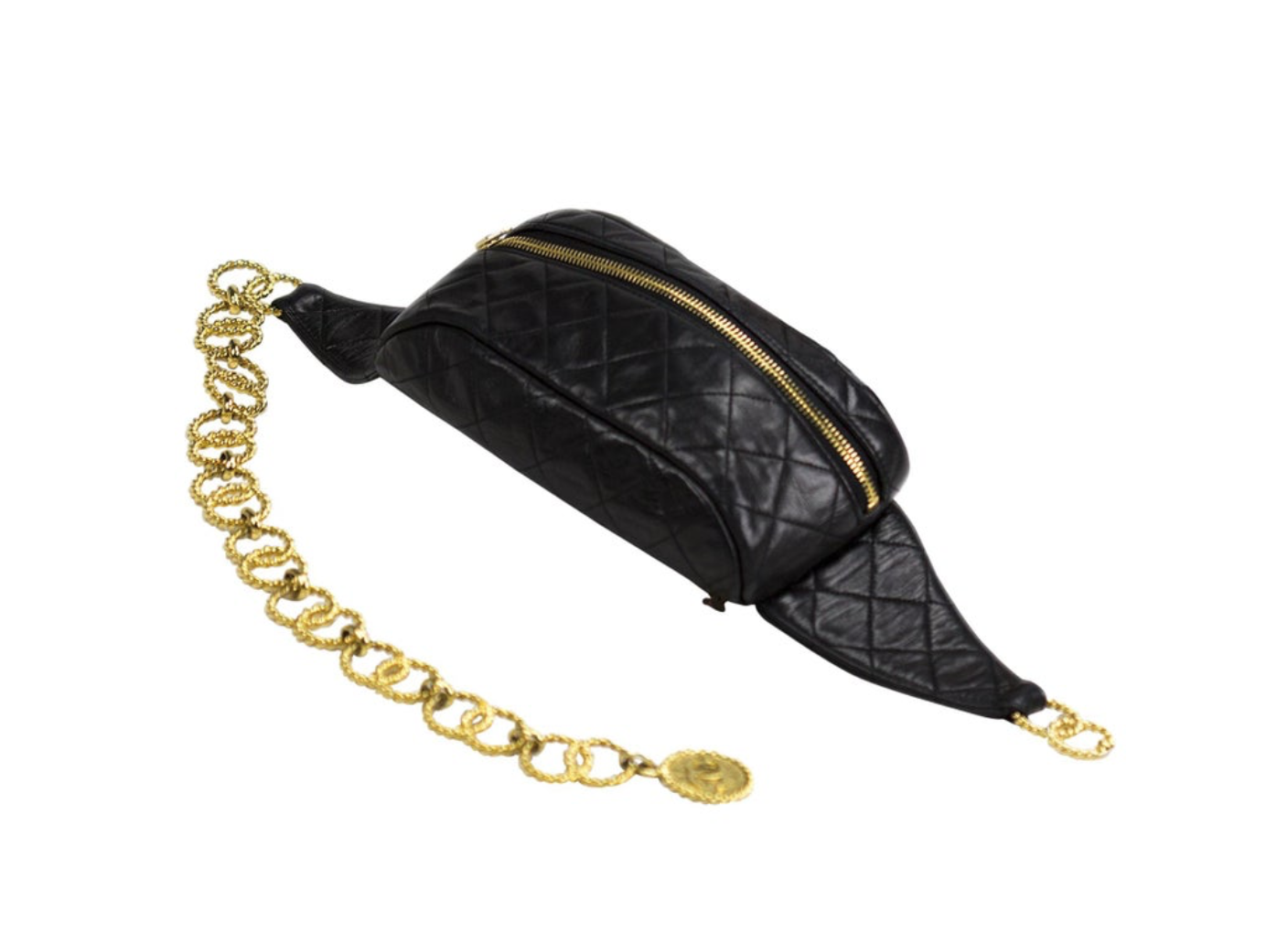 vintage Chanel quilted black lambskin fanny pack from 1stdibs.com for $6300.