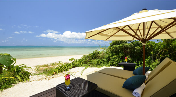 Relaxing at Haimurubushi Hotel Beach, Kohama Island, Okinawa Japan