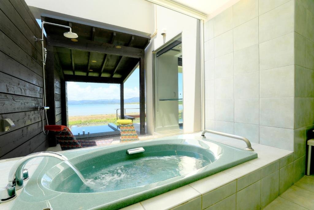 External Bathroom in Ocean View Bath Suite at Haimurubushi Hotel, Kohama Island, Okinawa, Japan