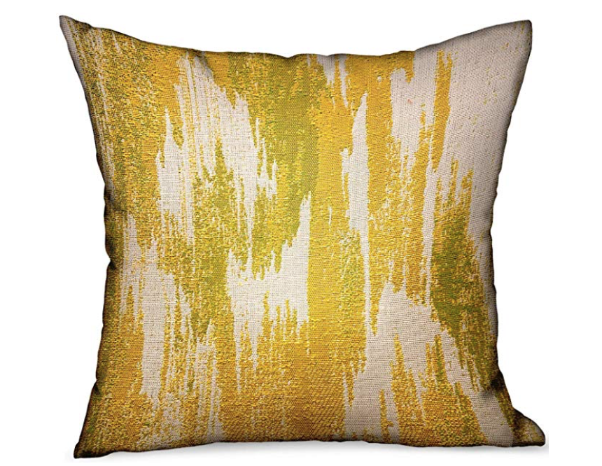 Plutus Saffron Love Yellow Ikat Luxury Outdoor/Indoor Throw Pillow Double Sided