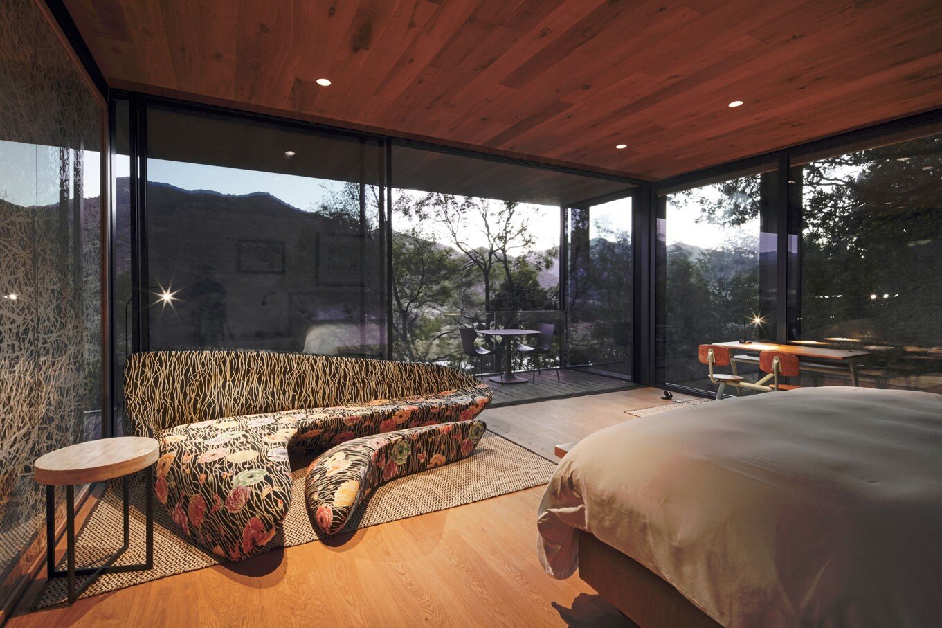 Boho Pop Suite at Puro Vik Retreat in Chile - Glass-walled houses on cliffs overlooking the Millahue Valley
