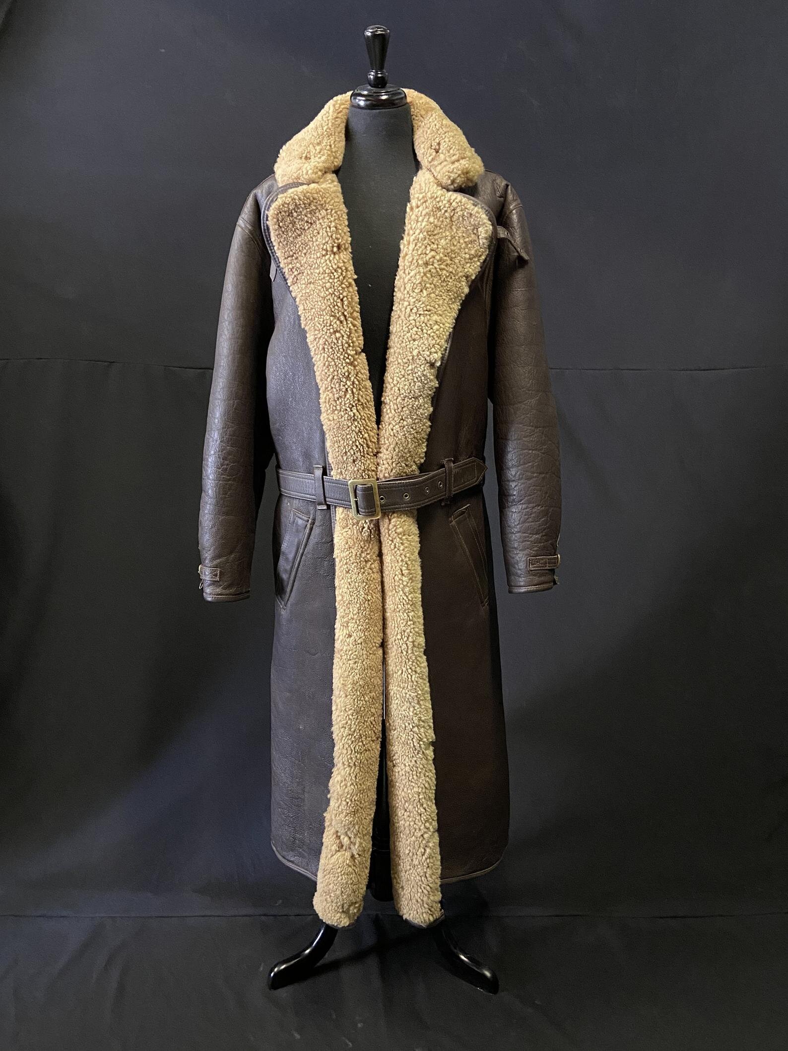 Vintage - Full Length - Leather Aviator Flying Coat - Sheepskin Lined from Etsy seller ArchiveAndCollect