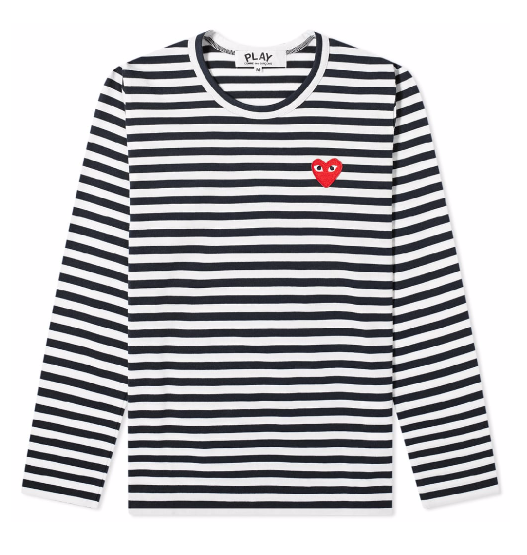 Comme des Garçons PLAY women’s logo stripe tee